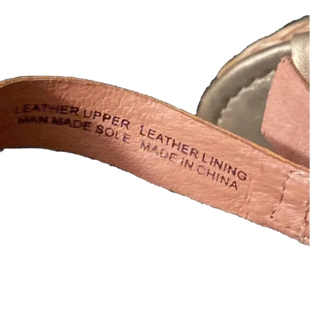 Corso Como Rose Metallic Leather Straw Braided Wedge Espadrilles Sandals 8